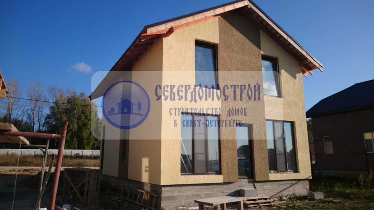 Коттедж из газобетона 8 на 9, СПБ Гатчина. Стоимость строительства: 3 240 000 рублей3